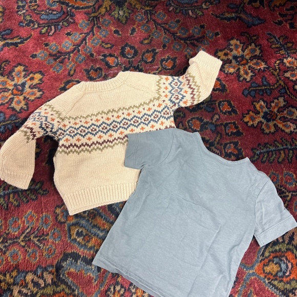 Baby boy organic lot fair isle sweater and t-shirt colored organics carters - Picture 6 of 6